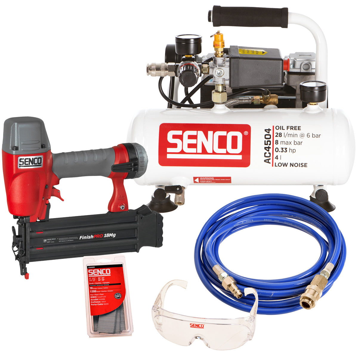 Senco AFN0024KITUK2 Finish Pro Brad Nailer & Low Noise Compressor 240V - MonkeyTools