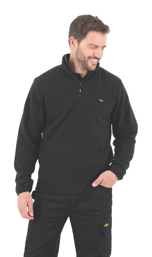 Site Blockley 1/4 Zip Fleece Black Medium 44" Chest - MonkeyTools
