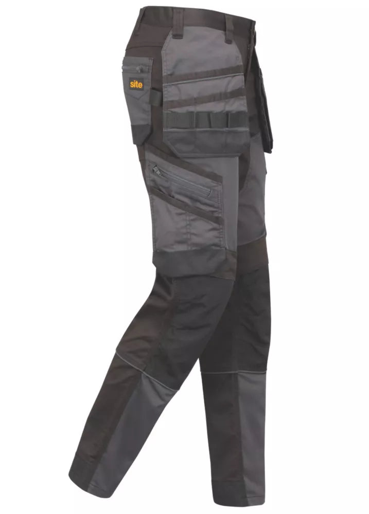 SITE BOLDEN STRETCH HOLSTER POCKET TROUSERS GREY / BLACK 34" W 32" L - MonkeyTools