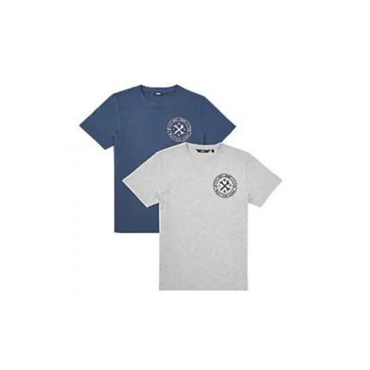 SITE BUCKTHORN SHORT SLEEVE T-SHIRT NAVY / GREY MEDIUM 22" CHEST 2 PACK - MonkeyTools