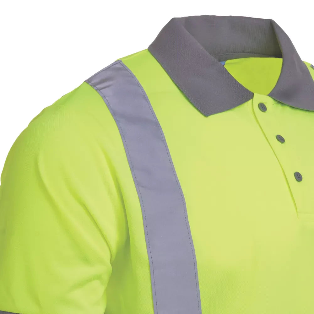 SITE HI-VIS POLO SHIRT YELLOW LARGE 44 1/2" CHEST - MonkeyTools