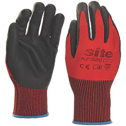 SITE NITRILE FOAM COATED GLOVES RED / BLACK LARGE - MonkeyTools