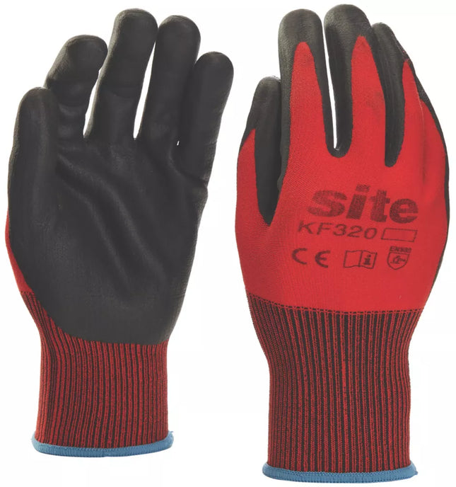 SITE NITRILE FOAM COATED GLOVES RED / BLACK MEDIUM - MonkeyTools