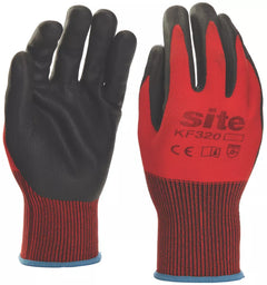 SITE NITRILE FOAM COATED GLOVES RED / BLACK MEDIUM