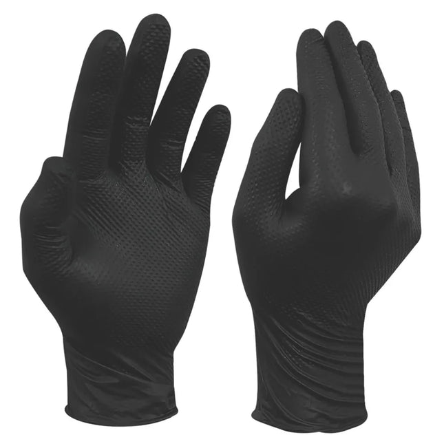 SITE NITRILE POWDER-FREE DISPOSABLE GRIP GLOVES BLACK LARGE 50 PACK - MonkeyTools