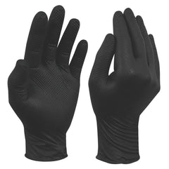 SITE NITRILE POWDER-FREE DISPOSABLE GRIP GLOVES BLACK LARGE 50 PACK
