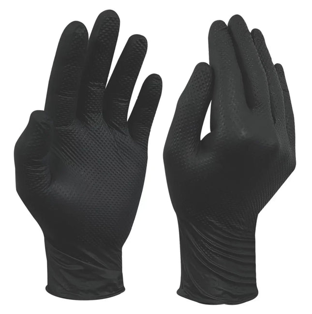 SITE NITRILE POWDER-FREE DISPOSABLE GRIP GLOVES BLACK MEDIUM 50 PACK - MonkeyTools