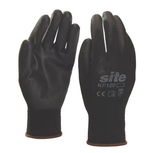 SITE PU PALM DIP GLOVES BLACK LARGE 10 PACK - MonkeyTools