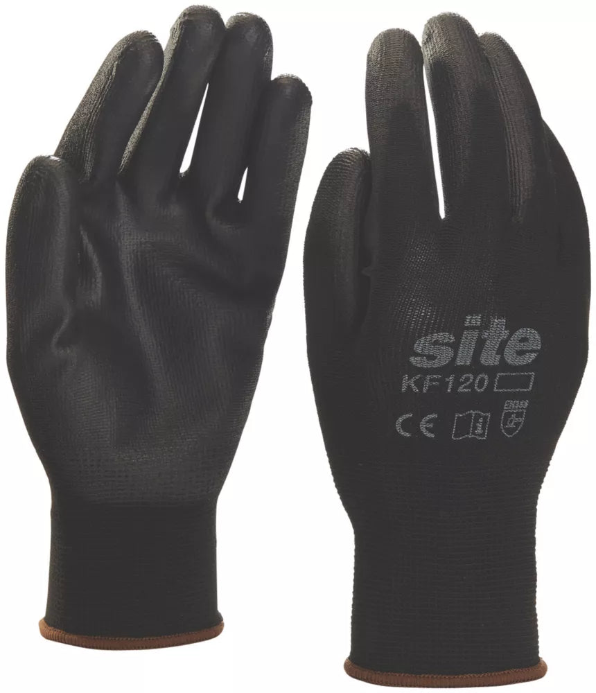SITE PU PALM DIP GLOVES BLACK LARGE - MonkeyTools