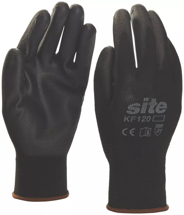 SITE PU PALM DIP GLOVES BLACK LARGE - MonkeyTools