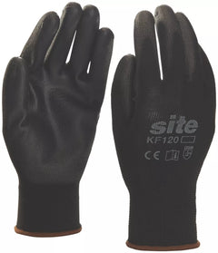SITE PU PALM DIP GLOVES BLACK LARGE