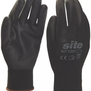 SITE PU PALM DIP GLOVES BLACK LARGE - MonkeyTools