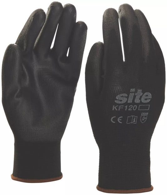SITE PU PALM DIP GLOVES BLACK LARGE - MonkeyTools
