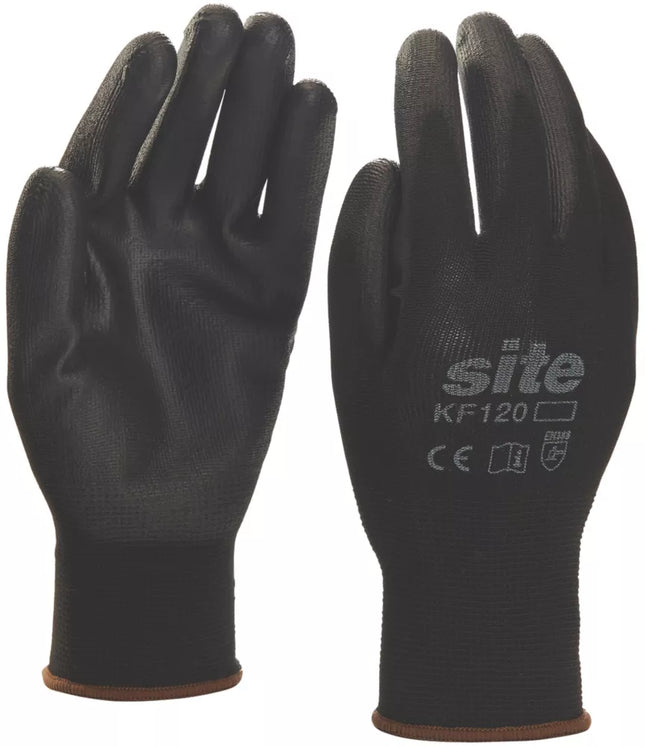 SITE PU PALM DIP GLOVES BLACK MEDIUM - MonkeyTools