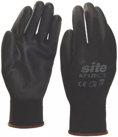 SITE PU PALM DIP GLOVES BLACK MEDIUM
