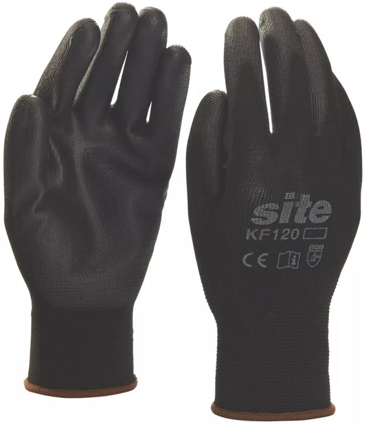 SITE PU PALM DIP GLOVES BLACK MEDIUM - MonkeyTools