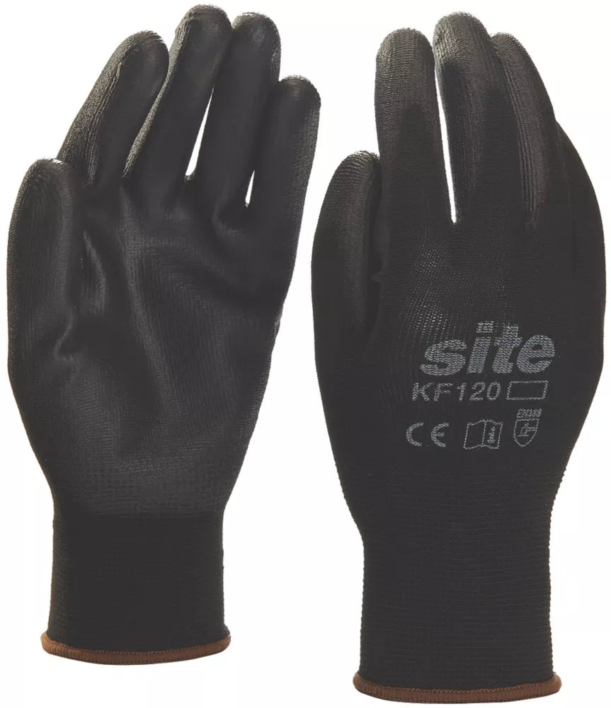 SITE PU PALM DIP GLOVES BLACK X LARGE - MonkeyTools