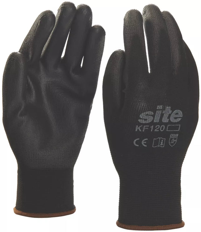 SITE PU PALM DIP GLOVES BLACK X LARGE - MonkeyTools