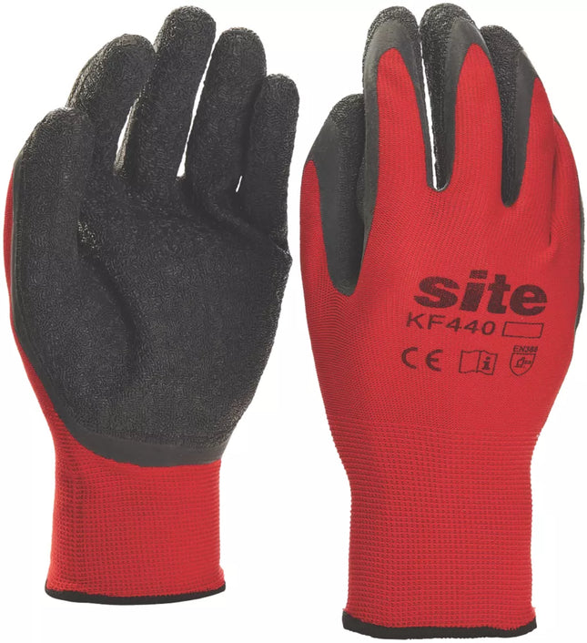 SITE SUPERLIGHT LATEX GRIPPER GLOVES RED / BLACK LARGE - MonkeyTools