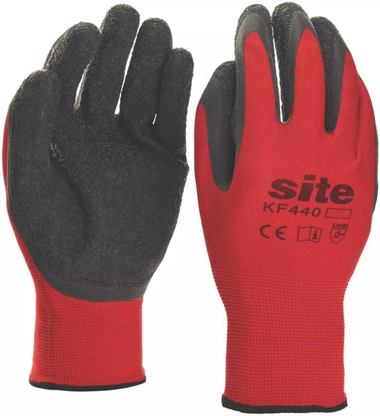 SITE SUPERLIGHT LATEX GRIPPER GLOVES RED / BLACK LARGE - MonkeyTools