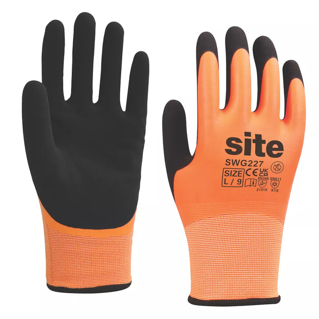 SITE THERMAL WATERPROOF GLOVES ORANGE/BLACK LARGE - MonkeyTools