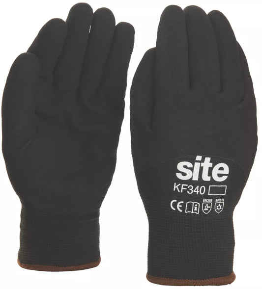 SITE THERMAL WINTER WORK GLOVES BLACK LARGE - MonkeyTools