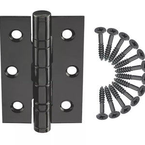 SMITH & LOCKE BLACK GRADE 7 FIRE RATED BALL BEARING HINGES 76MM X 51MM 2 PACK - MonkeyTools