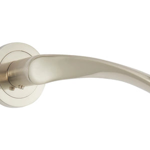SMITH & LOCKE BUDE FIRE RATED LEVER ON ROSE DOOR HANDLES PAIR BRUSHED NICKEL - MonkeyTools