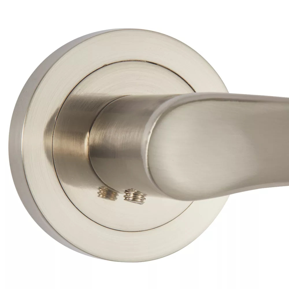 SMITH & LOCKE BUDE FIRE RATED LEVER ON ROSE DOOR HANDLES PAIR BRUSHED NICKEL - MonkeyTools