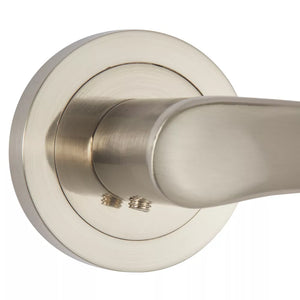 SMITH & LOCKE BUDE FIRE RATED LEVER ON ROSE DOOR HANDLES PAIR BRUSHED NICKEL - MonkeyTools