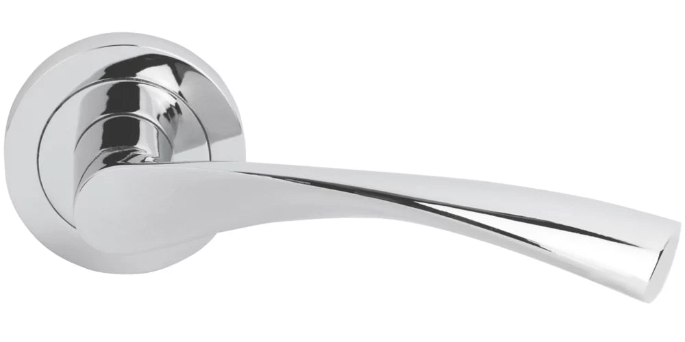 SMITH & LOCKE BUDE FIRE RATED LEVER ON ROSE DOOR HANDLES PAIR POLISHED CHROME - MonkeyTools