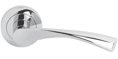 SMITH & LOCKE BUDE FIRE RATED LEVER ON ROSE DOOR HANDLES PAIR POLISHED CHROME