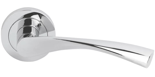 SMITH & LOCKE BUDE FIRE RATED LEVER ON ROSE DOOR HANDLES PAIR POLISHED CHROME - MonkeyTools