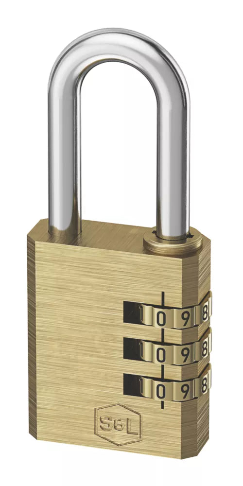 SMITH & LOCKE CLOSED SHACKLE COMBINATION PADLOCK BRASS 30MM - MonkeyTools