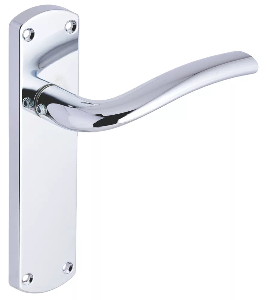 SMITH & LOCKE CORFE FIRE RATED LATCH LEVER DOOR HANDLES PAIR POLISHED CHROME - MonkeyTools