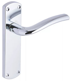 SMITH & LOCKE CORFE FIRE RATED LATCH LEVER DOOR HANDLES PAIR POLISHED CHROME