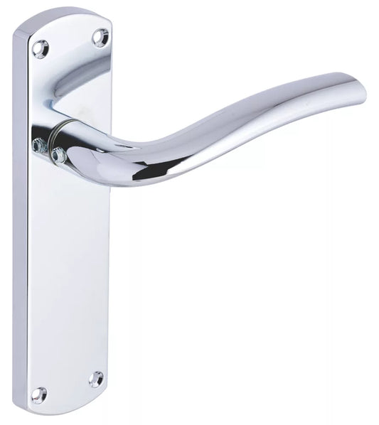 SMITH & LOCKE CORFE FIRE RATED LATCH LEVER DOOR HANDLES PAIR POLISHED CHROME - MonkeyTools