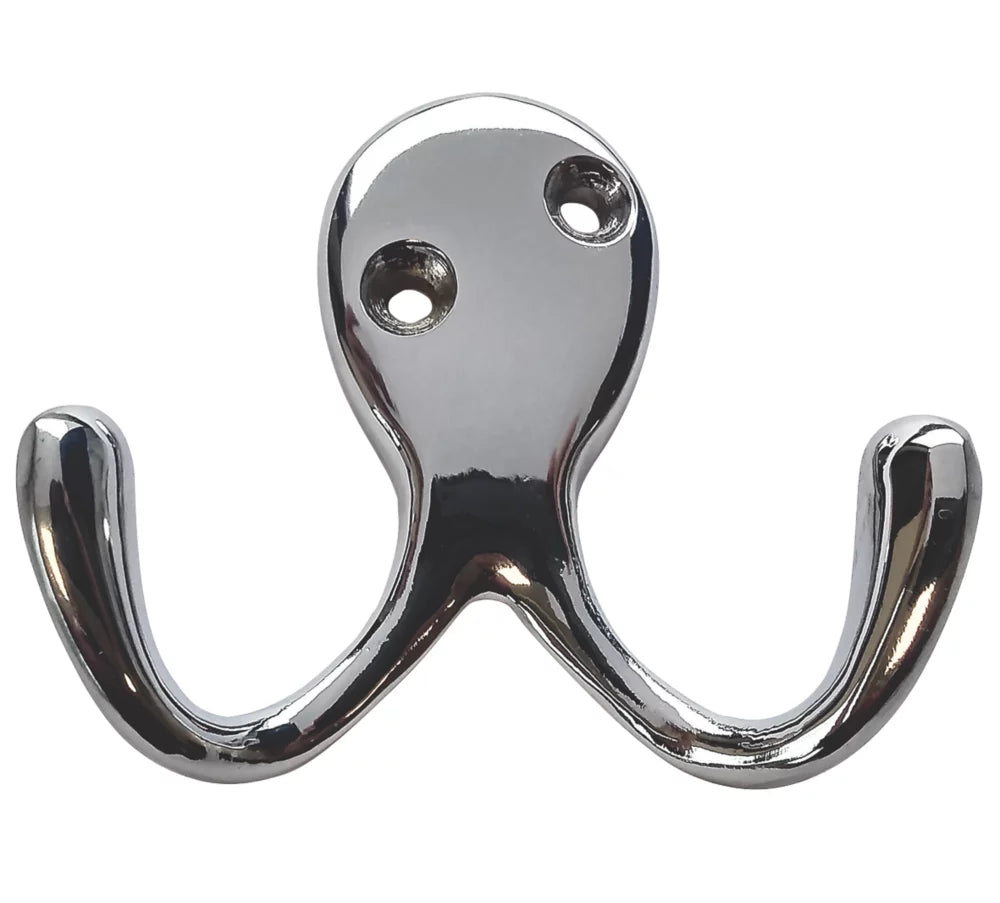 SMITH & LOCKE DOUBLE ROBE HOOKS POLISHED CHROME 55MM 5 PACK - MonkeyTools