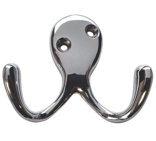 SMITH & LOCKE DOUBLE ROBE HOOKS POLISHED CHROME 55MM 5 PACK - MonkeyTools