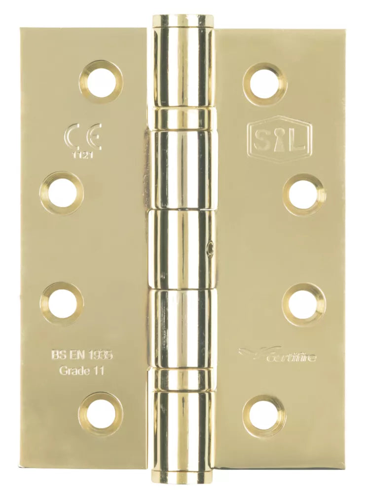 SMITH & LOCKE ELECTRO BRASS GRADE 11 FIRE RATED BALL BEARING HINGES 102MM X 76MM 3 PACK - MonkeyTools