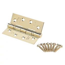 SMITH & LOCKE ELECTRO BRASS GRADE 11 FIRE RATED BALL BEARING HINGES 102MM X 76MM 3 PACK - MonkeyTools