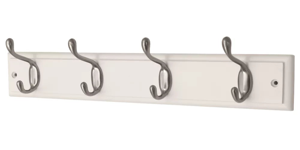 SMITH & LOCKE HOOK RAIL WHITE/SATIN NICKEL 455MM X 90MM - MonkeyTools