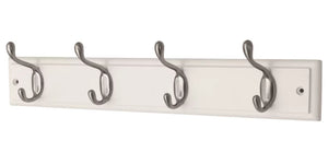 SMITH & LOCKE HOOK RAIL WHITE/SATIN NICKEL 455MM X 90MM - MonkeyTools