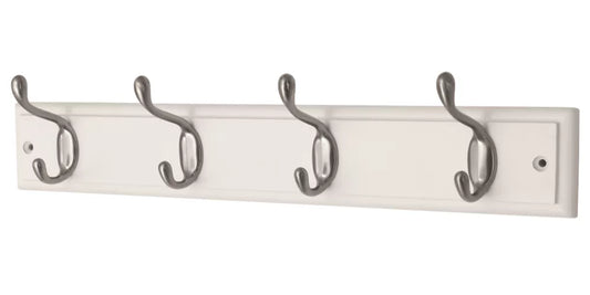 SMITH & LOCKE HOOK RAIL WHITE/SATIN NICKEL 455MM X 90MM - MonkeyTools