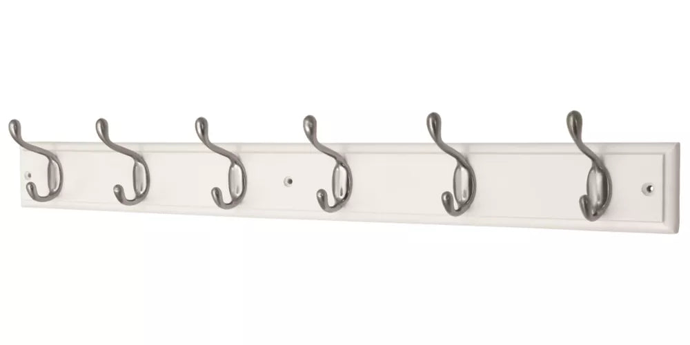 SMITH & LOCKE HOOK RAIL WHITE/SATIN NICKEL 685MM X 90MM - MonkeyTools