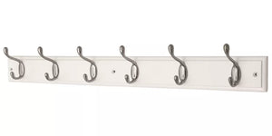 SMITH & LOCKE HOOK RAIL WHITE/SATIN NICKEL 685MM X 90MM - MonkeyTools