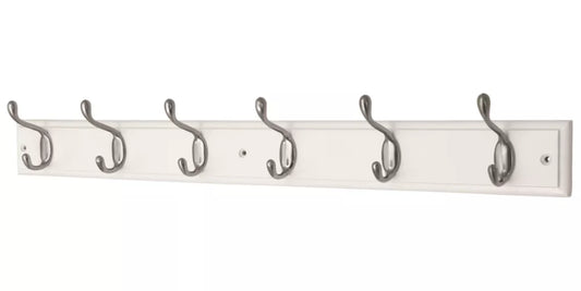 SMITH & LOCKE HOOK RAIL WHITE/SATIN NICKEL 685MM X 90MM - MonkeyTools