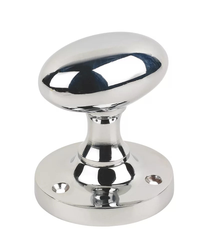 SMITH & LOCKE OVAL MORTICE KNOBS 55MM SET POLISHED CHROME - MonkeyTools