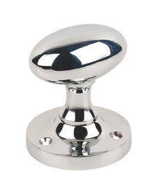 SMITH & LOCKE OVAL MORTICE KNOBS 55MM SET POLISHED CHROME