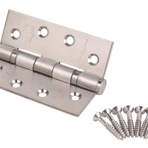 SMITH & LOCKE SATIN STAINLESS STEEL GRADE 11 FIRE RATED BALL BEARING HINGES 102MM X 76MM 3 PACK - MonkeyTools